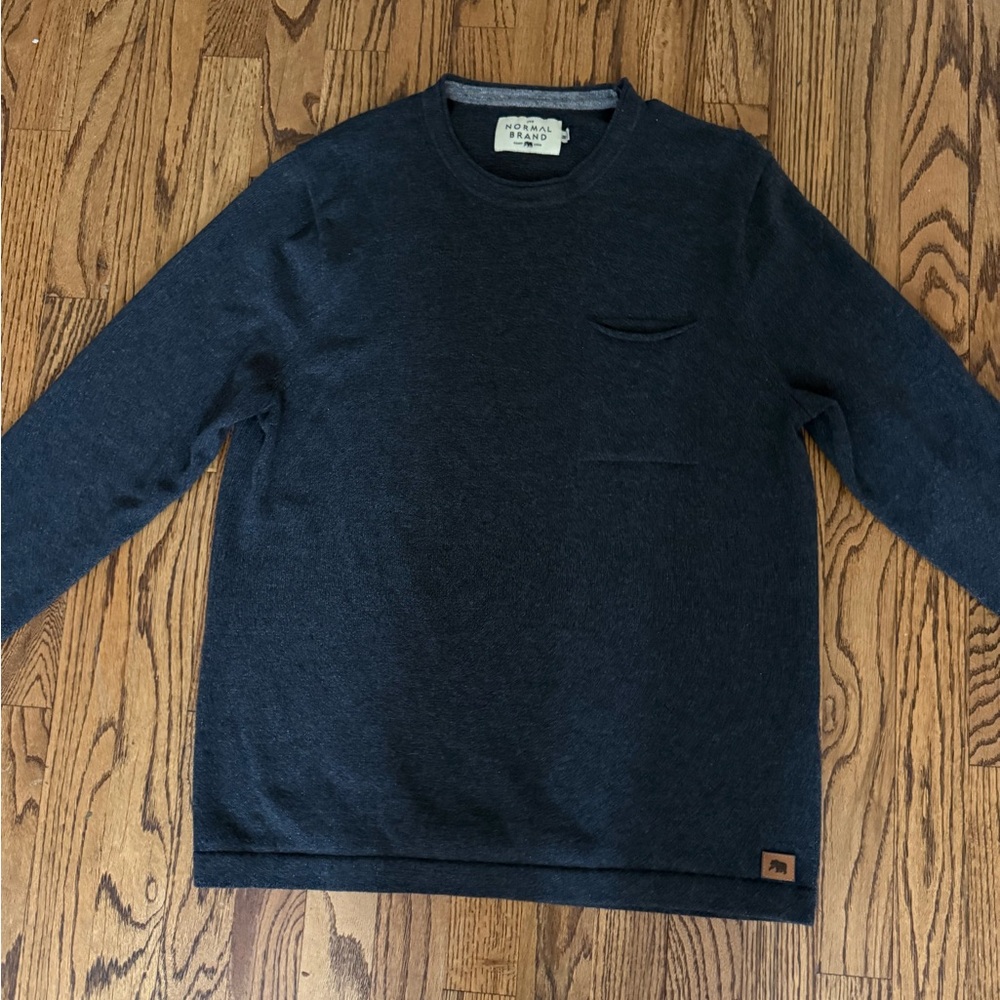 THE NORMAL BRAND Men’s Roll Hem Pocket Crew Sweater SZ M Gray Chest 42 In